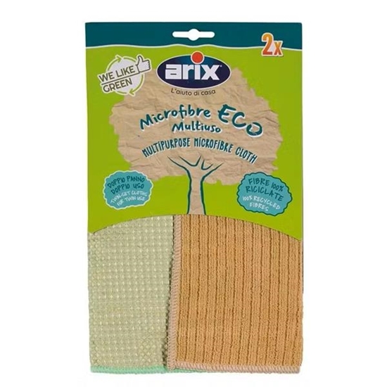 Immagine di ARIX WE LIKE GREEN PANNO MULTIUSO 2PZ MICROFIBRA RICICLABILE 100%