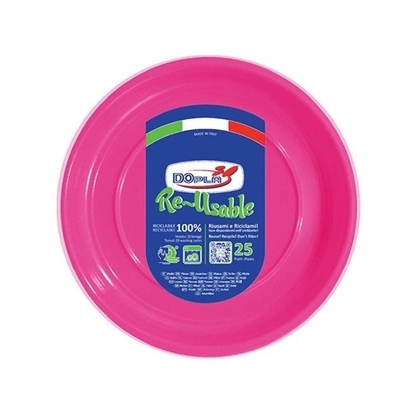 Immagine di DOPLA PIATTI PIANI RIUTILIZZABILI 25PZ FUCSIA