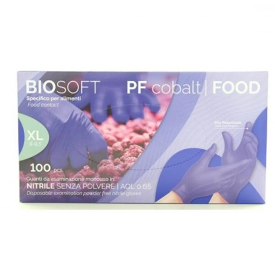 Immagine di GLOVELY BIOSOFT FOOD GUANTI NITRILE PER INDUSTRIE ALIMENTARI S/POLV. 100PZ XL