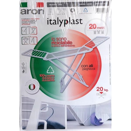 Immagine di ITALYPLAST STENDINO 100% RESINA CON ROTELLE E SNODI 180X95CM BIANCO