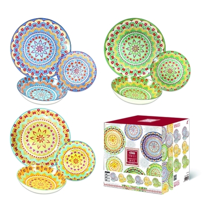 Immagine di KASAVIVA SET 19PZ PIATTI DECORATI (6 PIANI, 6 FONDI 6 FRUTTA, 1 INSALATIERA)