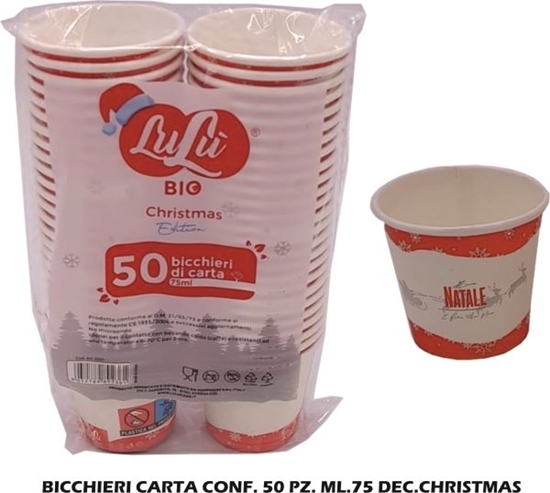 Immagine di LULU' BICCH. CARTA CAFFE' NATALIZI 75ML 50PZ SCRITTA NATALE