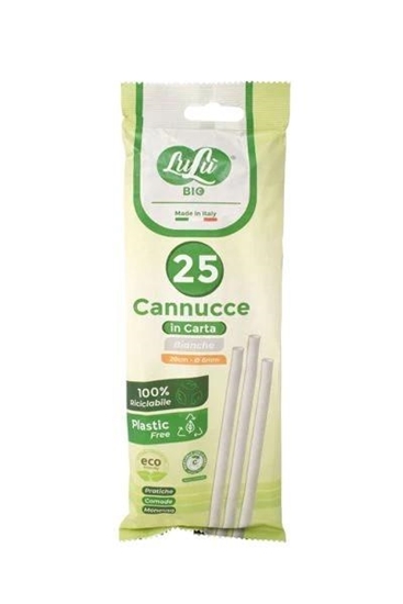 Immagine di LULU' CANNUCCE DI CARTA 20CM Ø6MM 25PZ BIANCHE