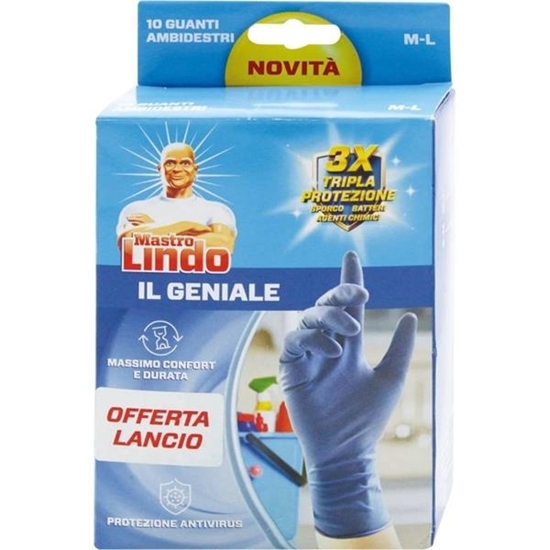 Immagine di MASTROLINDO GUANTI 10PZ IL GENIALE GOMMA BLU M/L