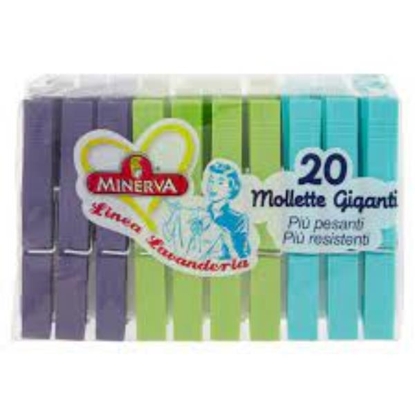 Immagine di MINERVA STECCA MOLLETTE GIGANTI 20PZ COLORATE