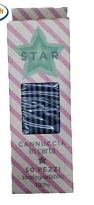 Immagine di STAR CANNUCCE DI CARTA 19.7CM Ø6MM 50PZ BLACK NERE