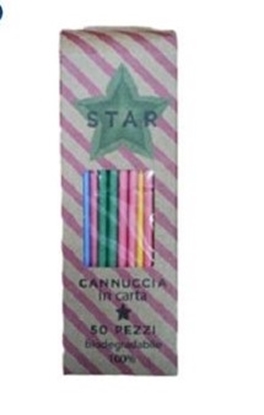 Immagine di STAR CANNUCCE DI CARTA 19.7CM Ø6MM 50PZ MIX COLOR