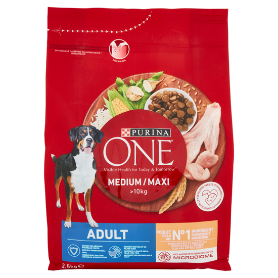 Immagine di PURINA ONE DOG MEDIUM/MAXI ADULT POLLO E RISO 2,5KG