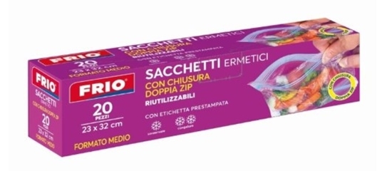 Immagine di FRIO SACCHETTI ERMETICI CON CHIUSURA DOPPIA ZIP 20PZ MEDI 23X32