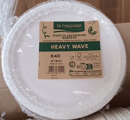 Immagine di RISTOCART LE NAPPAGE HEAVY WAVE PIATTI CARTA  Ø18CM 40PZ BIANCHI