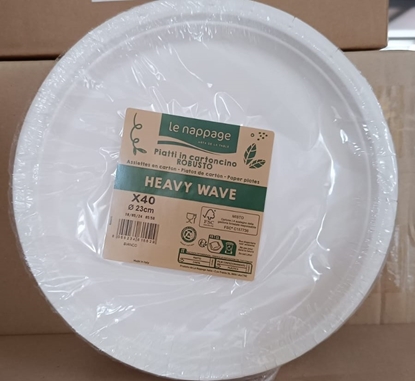 Immagine di RISTOCART LE NAPPAGE HEAVY WAVE PIATTI CARTA  Ø23CM 40PZ BIANCHI