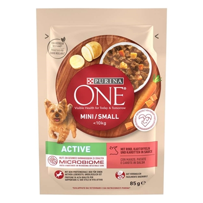 Immagine di PURINA ONE DOG MINI ACTIVE SALSA MANZO PATATE E CAROTE 85GR