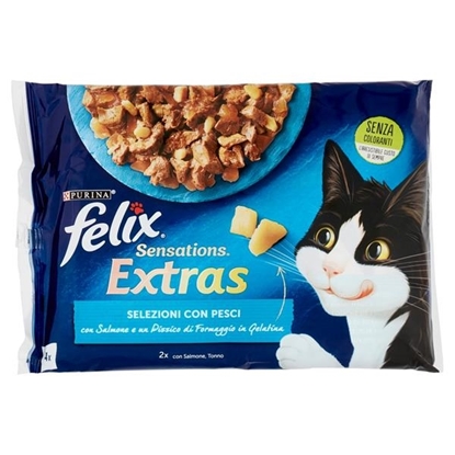 Immagine di FELIX GATTO GHIOTTONERIE IN GELATINA EXTRAS 4x85GR SALMONE E TONNO