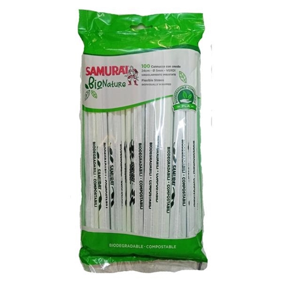 Immagine di SAMURAI CANNUCCE BIO 100PZ 24CM SINGOLARMENTE IMBUSTATE VERDI