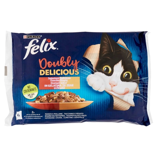 Immagine di FELIX GATTO GHIOTTONERIE IN GELATINA DELICIOUS 4x85GR MANZO E TACCHINO